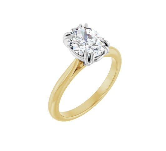 1.5 CTW Oval Diamond Two Tone Solitaire Engagement