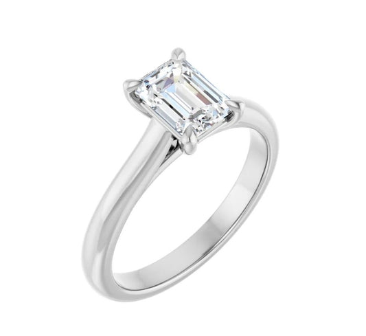 1 CT Emerald Cut Solitaire Diamond Engagement Ring