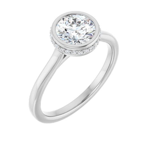 1 CTW Round Lab-Grown Diamond Engagement Ring 14K White Gold with IGI Certificate