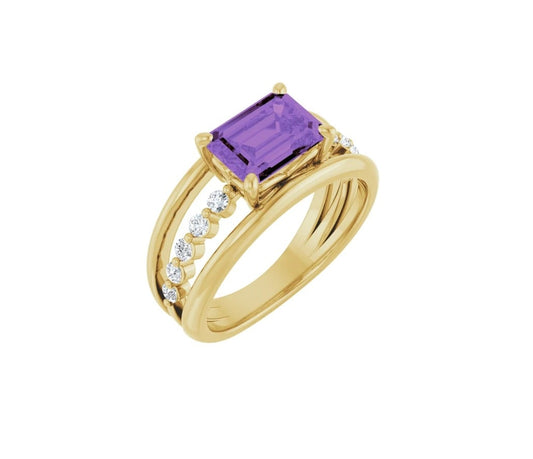Natural Amethyst & 1/5 CTW Natural Diamond Ring