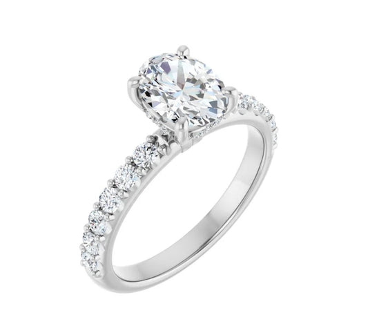 1.5 CTW Natural Oval Diamond Engagement Ring 14K