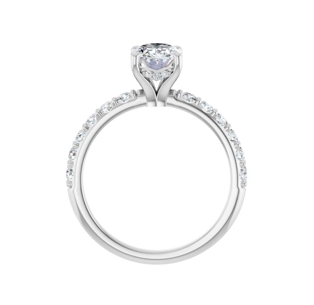 1.5 CTW Natural Oval Diamond Engagement Ring 14K