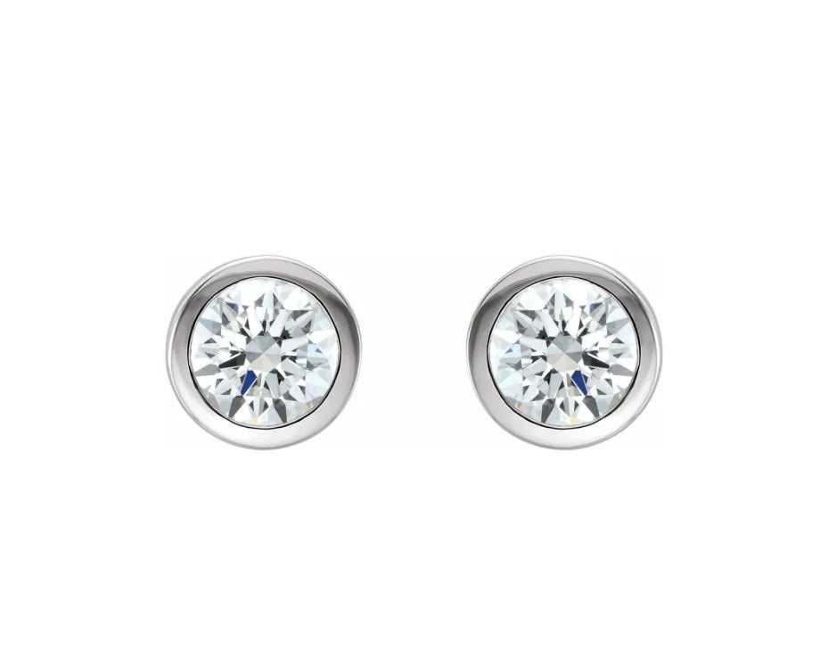 1/2 CTW Natural Diamond Bezel-Set Earrings 14K