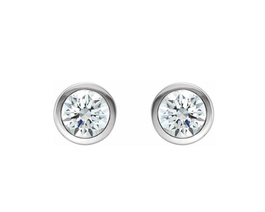 1/2 CTW Natural Diamond Bezel-Set Earrings 14K