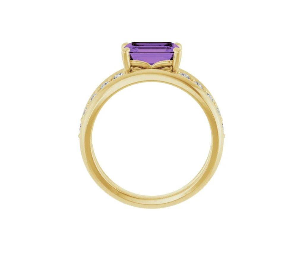 Natural Amethyst & 1/5 CTW Natural Diamond Ring