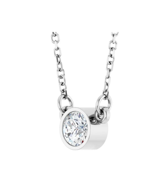 1/4 CT Natural Diamond Bezel Set 18" Necklace 14K
