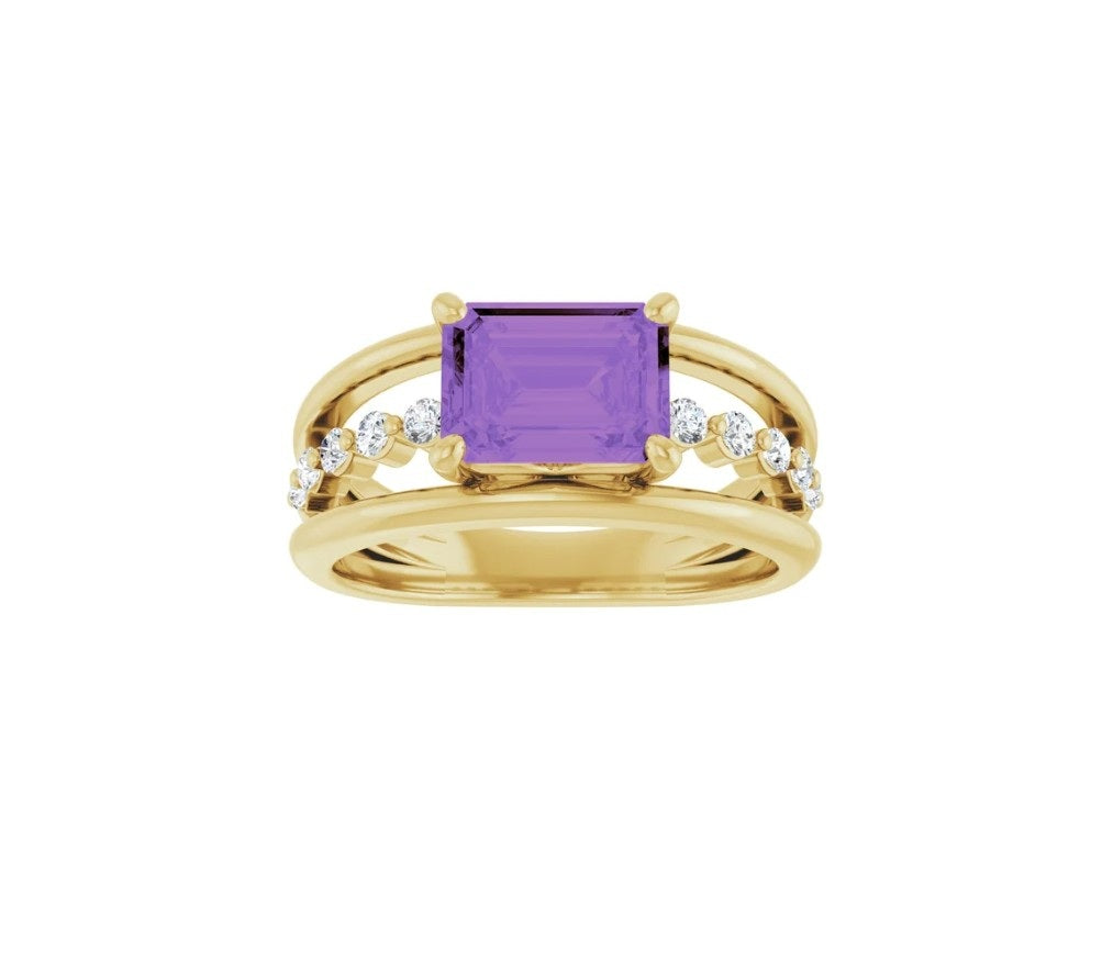 Natural Amethyst & 1/5 CTW Natural Diamond Ring