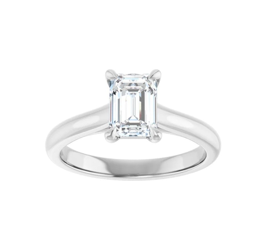 1 CT Emerald Cut Solitaire Diamond Engagement Ring