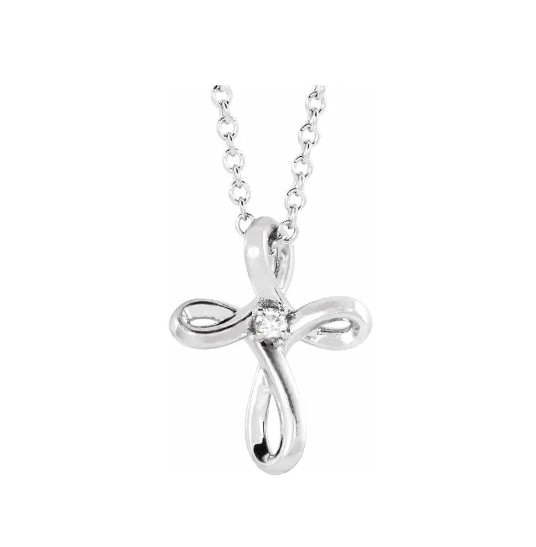 .02 CTW Natural Diamond Cross 16-18" Necklace