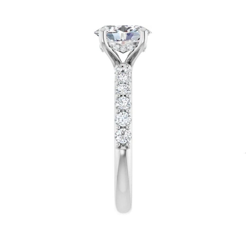 1.5 CTW Natural Oval Diamond Engagement Ring 14K