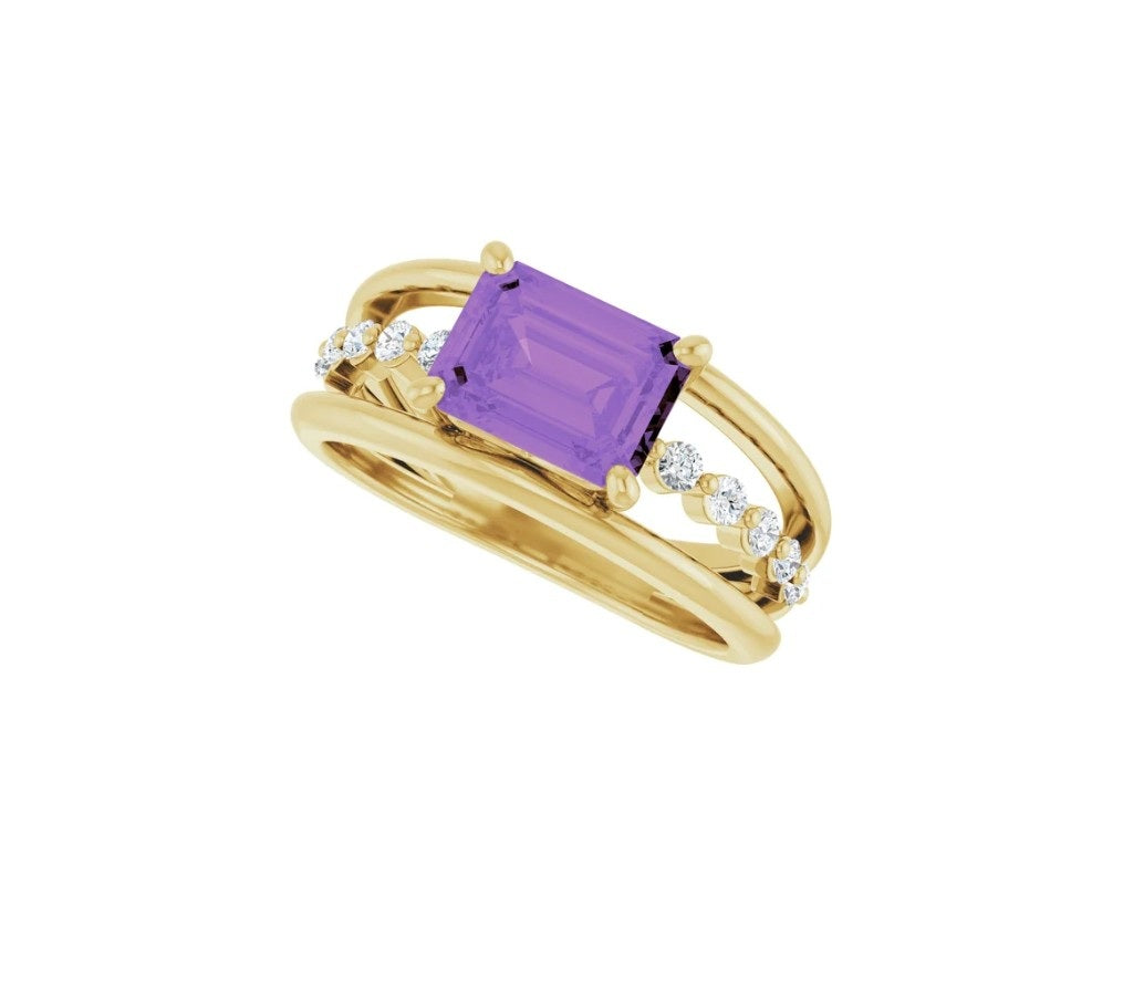 Natural Amethyst & 1/5 CTW Natural Diamond Ring