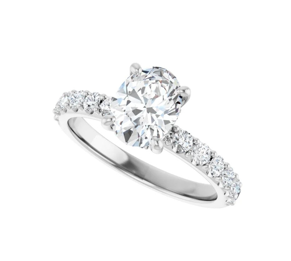 1.5 CTW Natural Oval Diamond Engagement Ring 14K