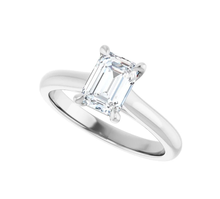 1 CT Emerald Cut Solitaire Diamond Engagement Ring