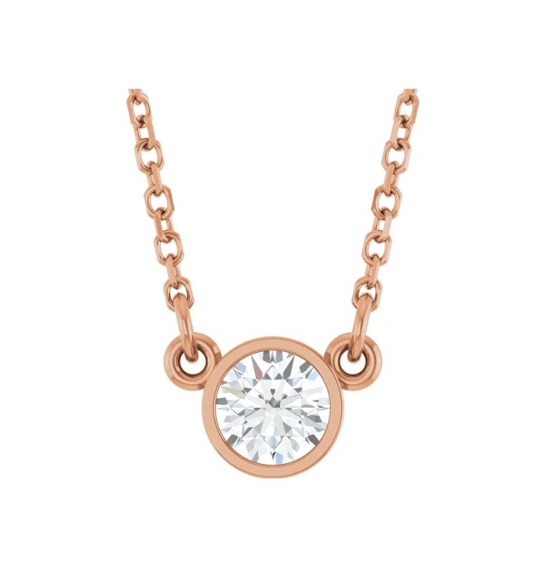 1/4 CT Natural Diamond Bezel Set 18" Necklace 14K