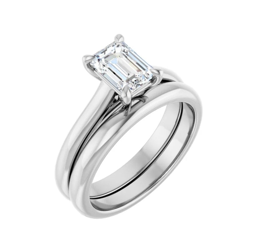 1 CT Emerald Cut Solitaire Diamond Engagement Ring