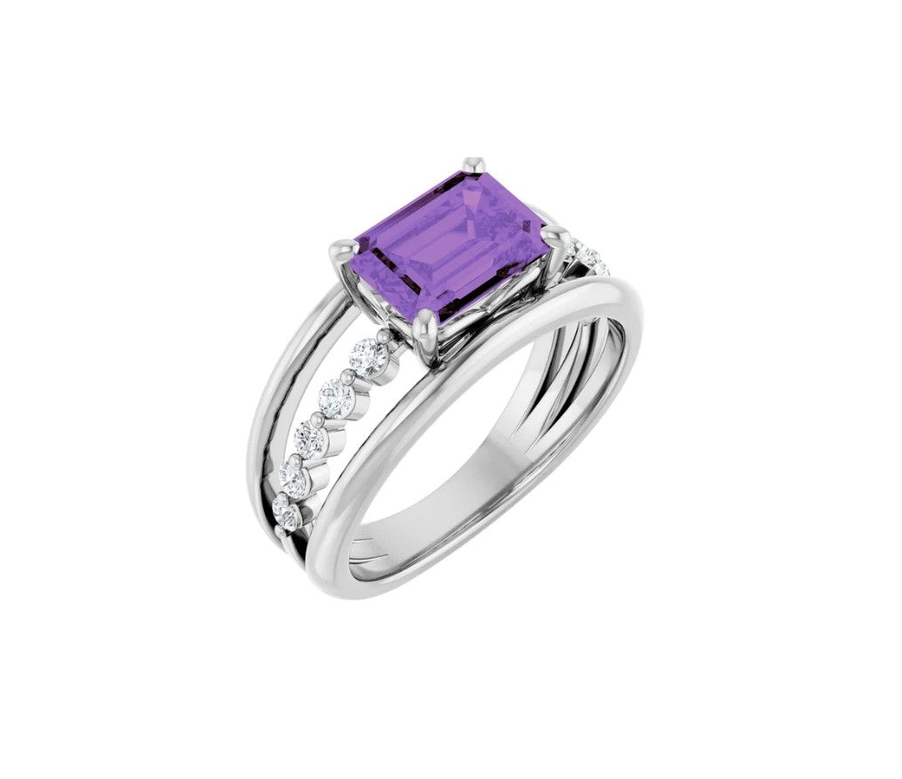 Natural Amethyst & 1/5 CTW Natural Diamond Ring