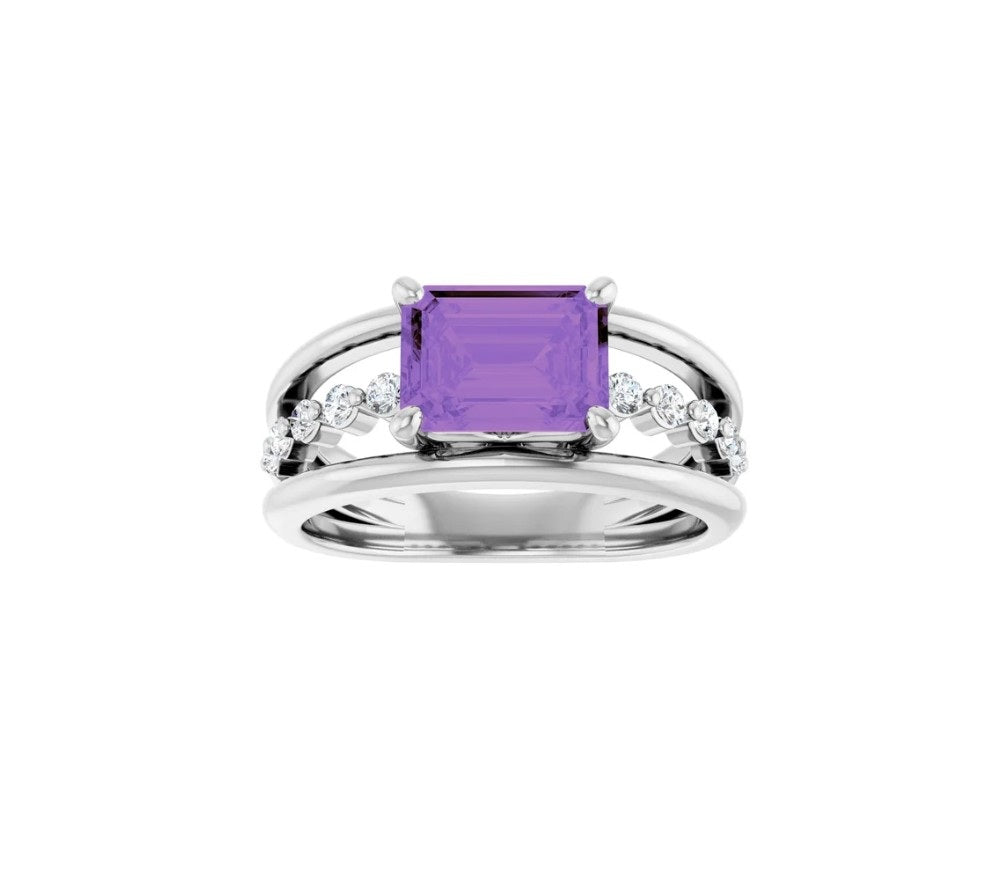Natural Amethyst & 1/5 CTW Natural Diamond Ring