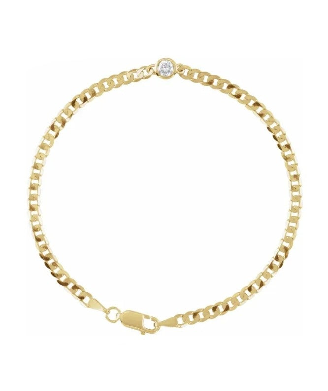 14K Yellow 1/5 CT Natural Diamond Link 7" Bracelet