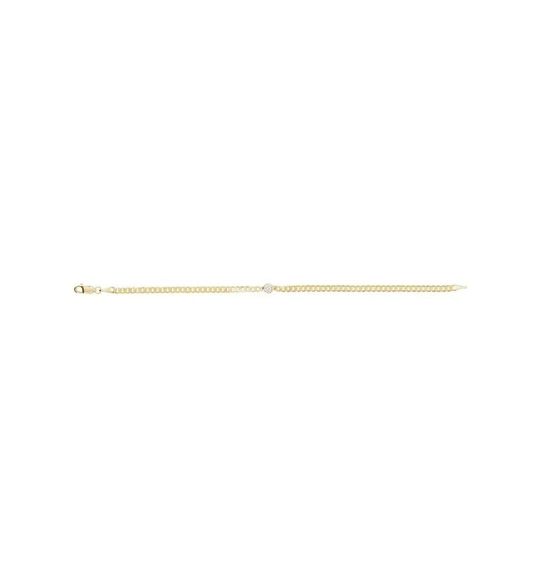 14K Yellow 1/5 CT Natural Diamond Link 7" Bracelet