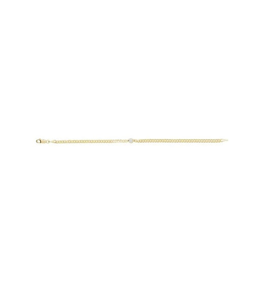 14K Yellow 1/5 CT Natural Diamond Link 7" Bracelet