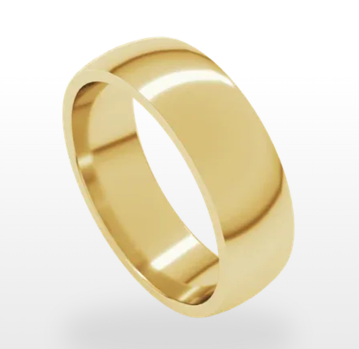 Comfort Fit Lightweight Half Round Band 14K