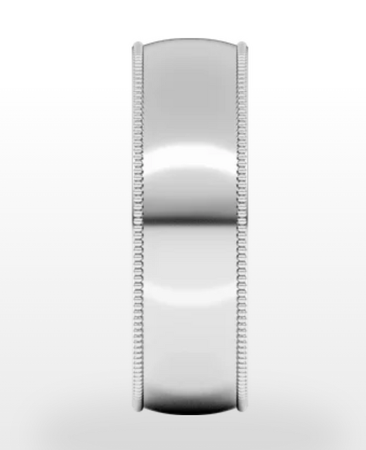 Milgrain Comfort Fit Lightweight Half Round Band 14K