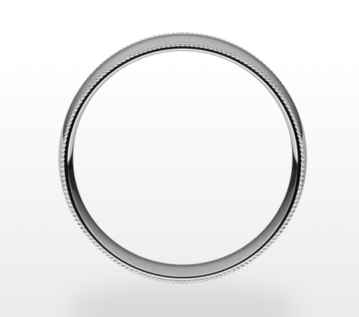 Milgrain Comfort Fit Lightweight Half Round Band 14K