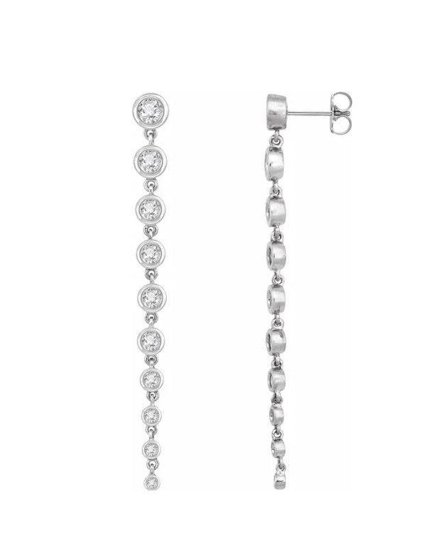 2 CTW Diamond Bezel Set Dangle Earrings