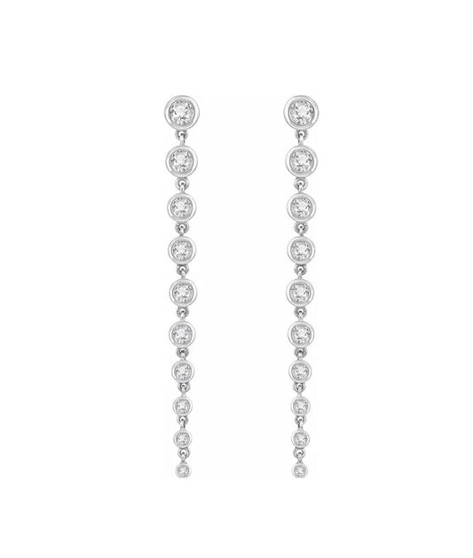 2 CTW Diamond Bezel Set Dangle Earrings