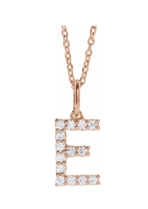 Diamond Initial Necklace 16-18" 14K