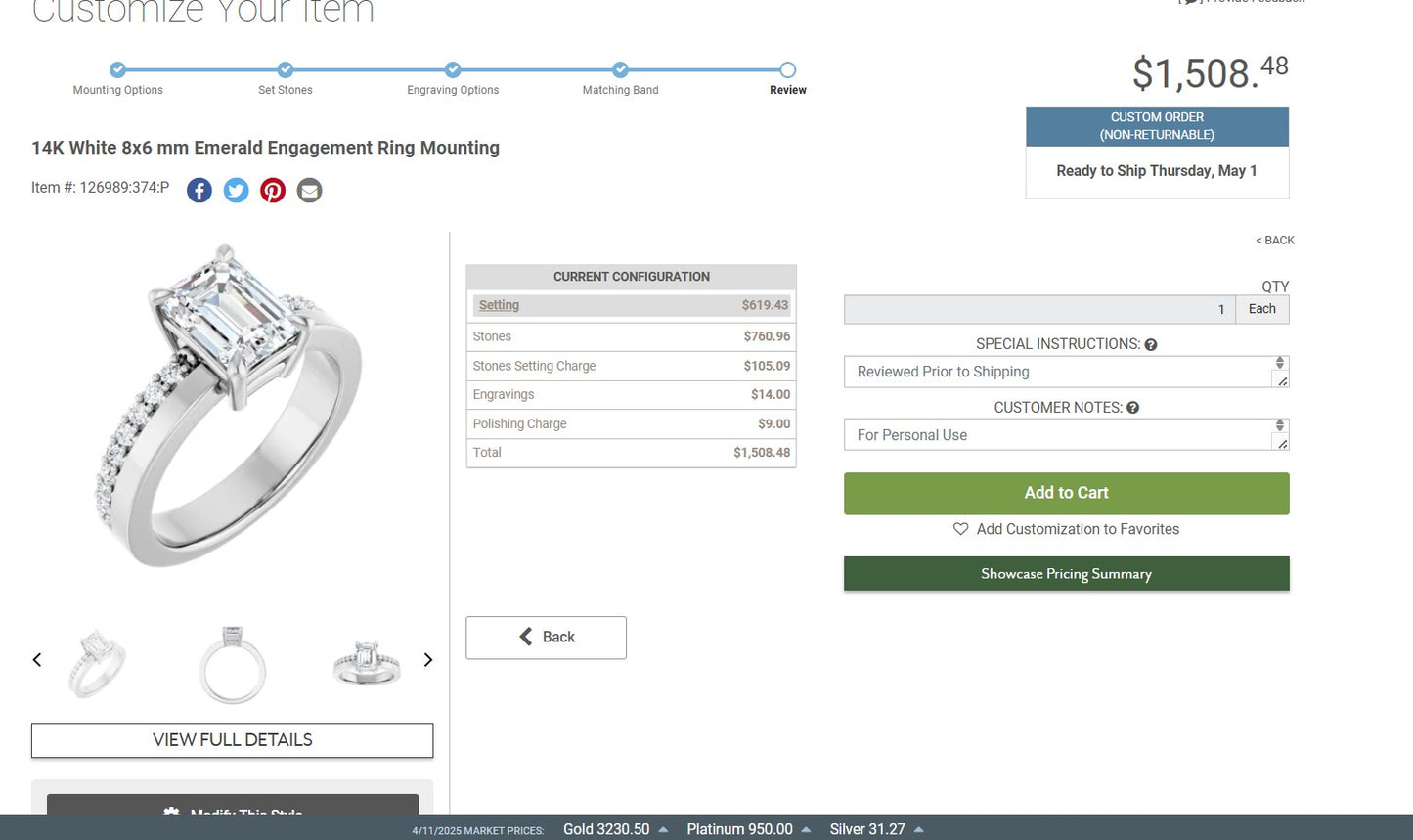 2 CTW Emerald Cut Diamond Engagement