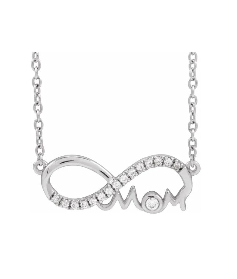 3/4 CTW Natural Diamond Infinity-Inspired Mom 18" Necklace 14K