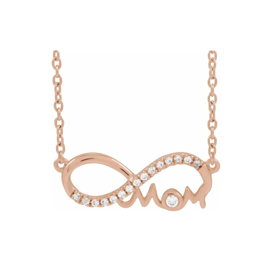 3/4 CTW Natural Diamond Infinity-Inspired Mom 18" Necklace 14K