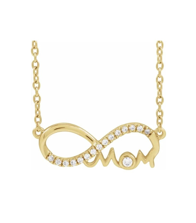3/4 CTW Natural Diamond Infinity-Inspired Mom 18" Necklace 14K
