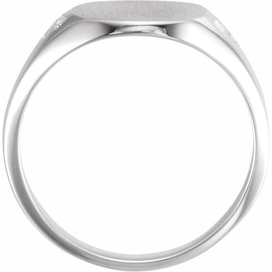 .05 CTW Natural Diamond Square Signet Ring