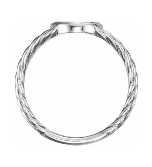 11x9mm Oval Rope Signet Ring in 14K
