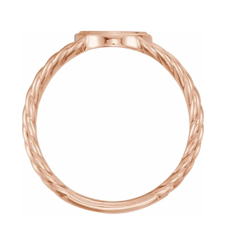 11x9mm Oval Rope Signet Ring in 14K