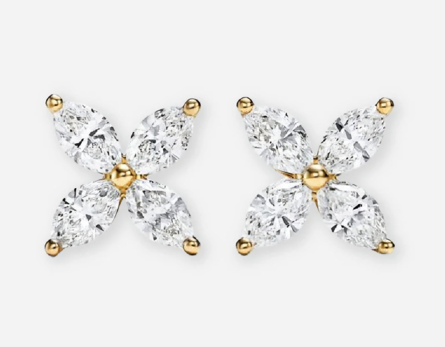Diamond Leaf Stud Earrings 14K