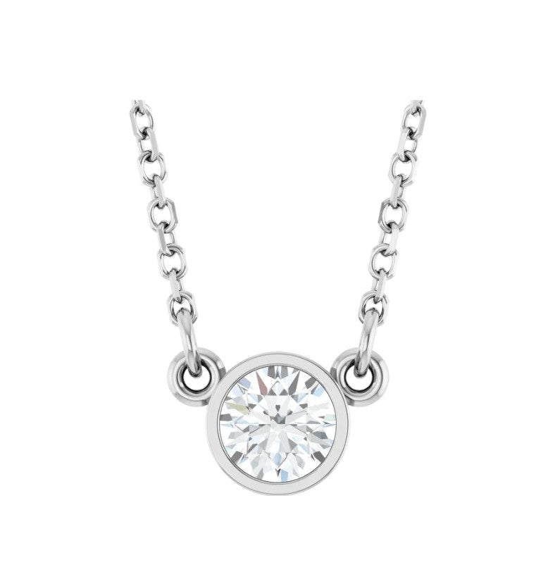 1/4 CT Natural Diamond Bezel Set 18" Necklace 14K