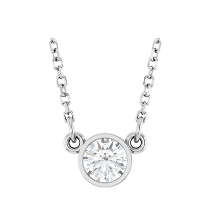 1/4 CT Natural Diamond Bezel Set 18" Necklace 14K