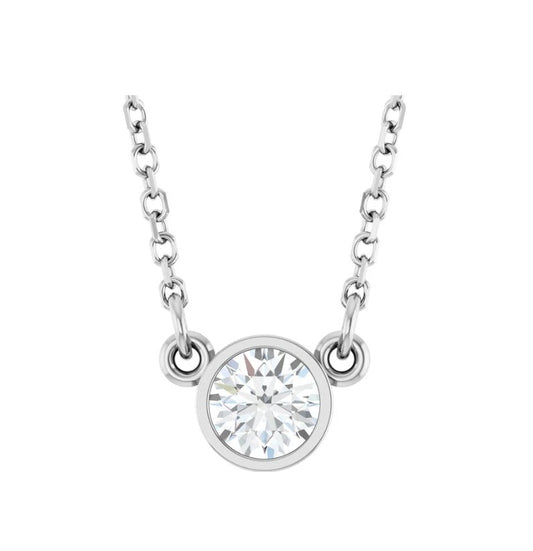 1/4 CT Natural Diamond Bezel Set 18" Necklace 14K