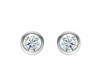 1/2 CTW Natural Diamond Bezel-Set Earrings 14K