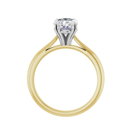 1.5 CTW Oval Diamond Two Tone Solitaire Engagement