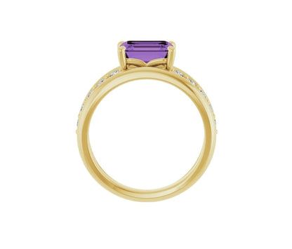 Natural Amethyst & 1/5 CTW Natural Diamond Ring