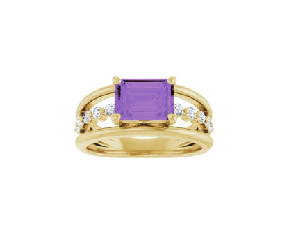 Natural Amethyst & 1/5 CTW Natural Diamond Ring