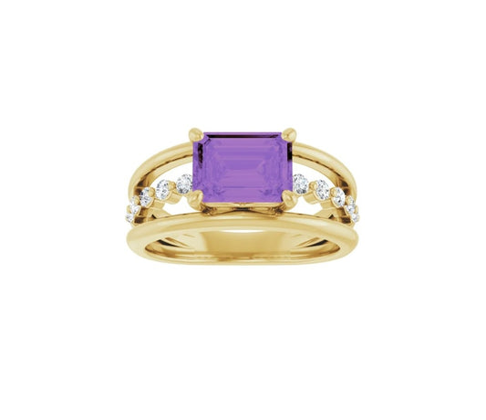 Natural Amethyst & 1/5 CTW Natural Diamond Ring