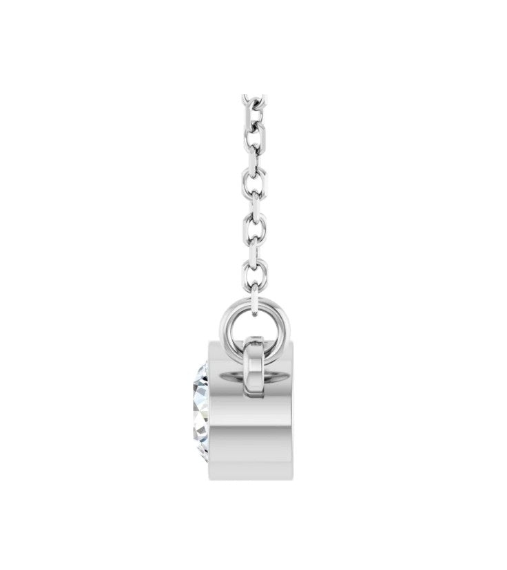 1/4 CT Natural Diamond Bezel Set 18" Necklace 14K