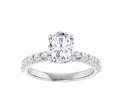 1.5 CTW Natural Oval Diamond Engagement Ring 14K