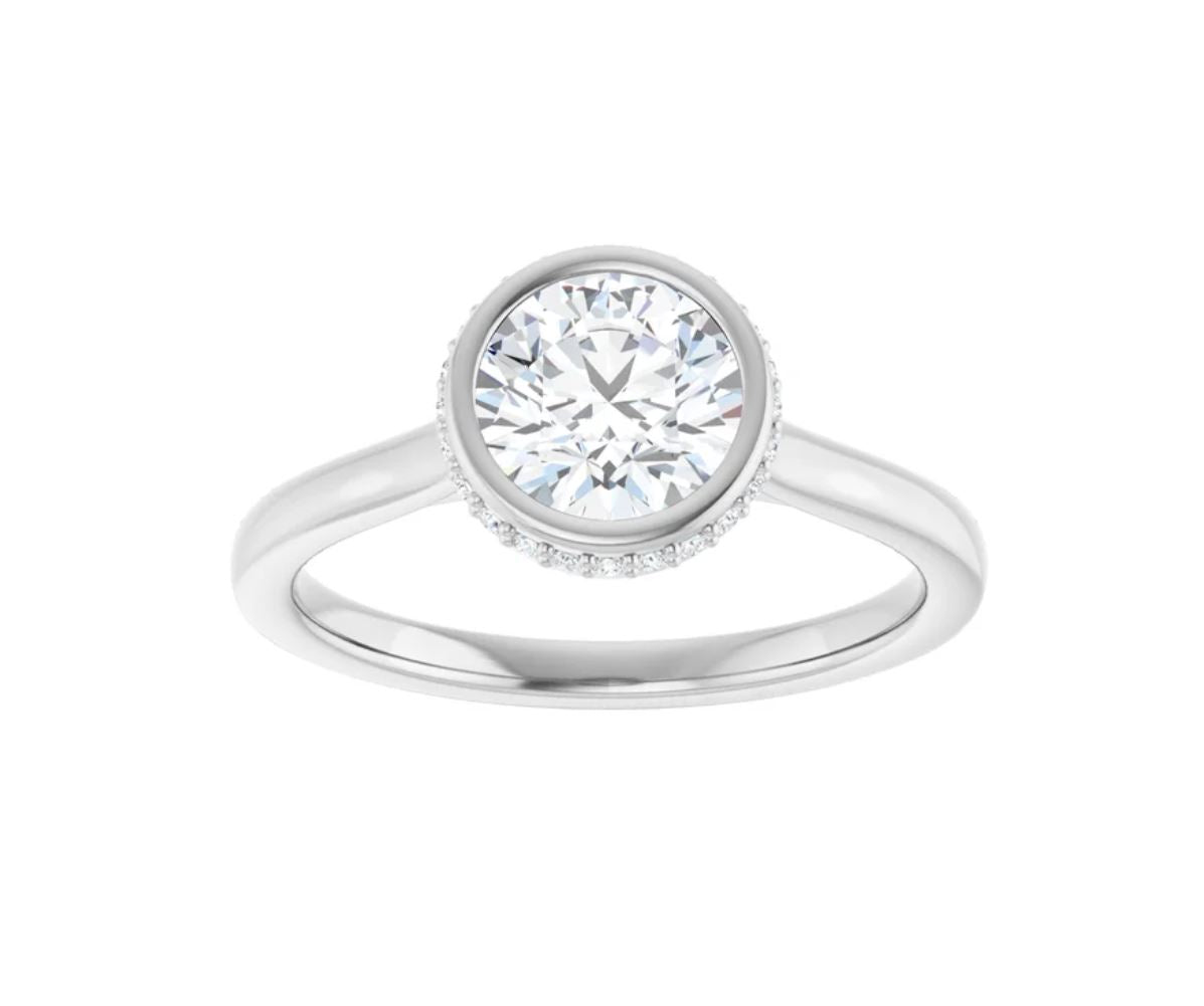 1 CTW Round Lab-Grown Diamond Engagement Ring 14K White Gold with IGI Certificate