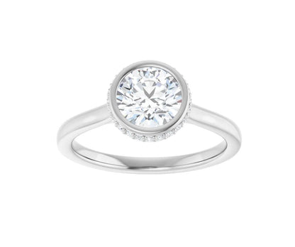 1 CTW Round Lab-Grown Diamond Engagement Ring 14K White Gold with IGI Certificate